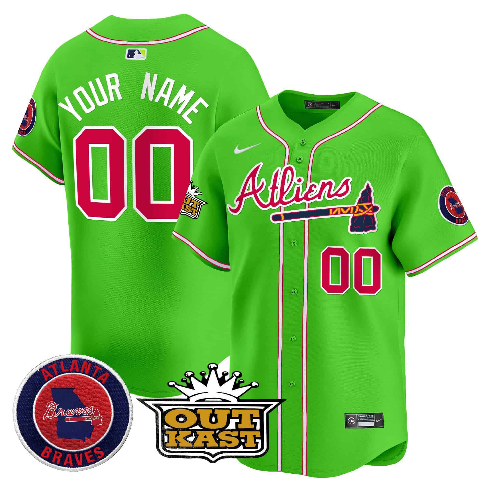 Men Atlanta Braves Green 2024 Nike Atliens Vapor Premier Limited Custom MLB Jersey->customized mlb jersey->Custom Jersey